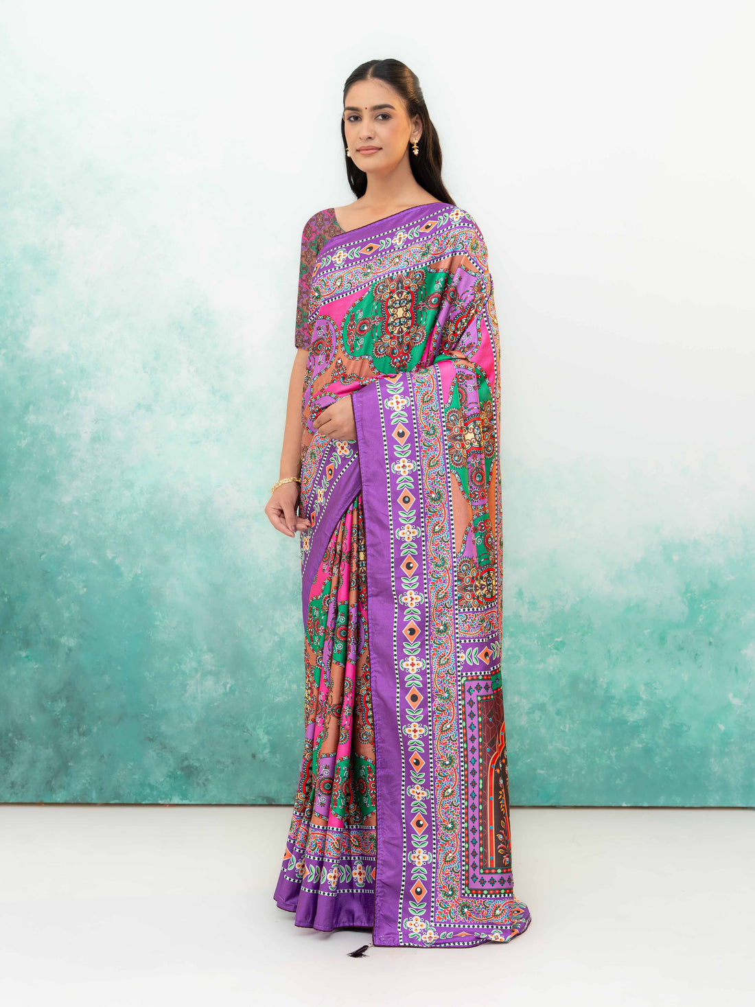 Purple Crepe Silk Saree