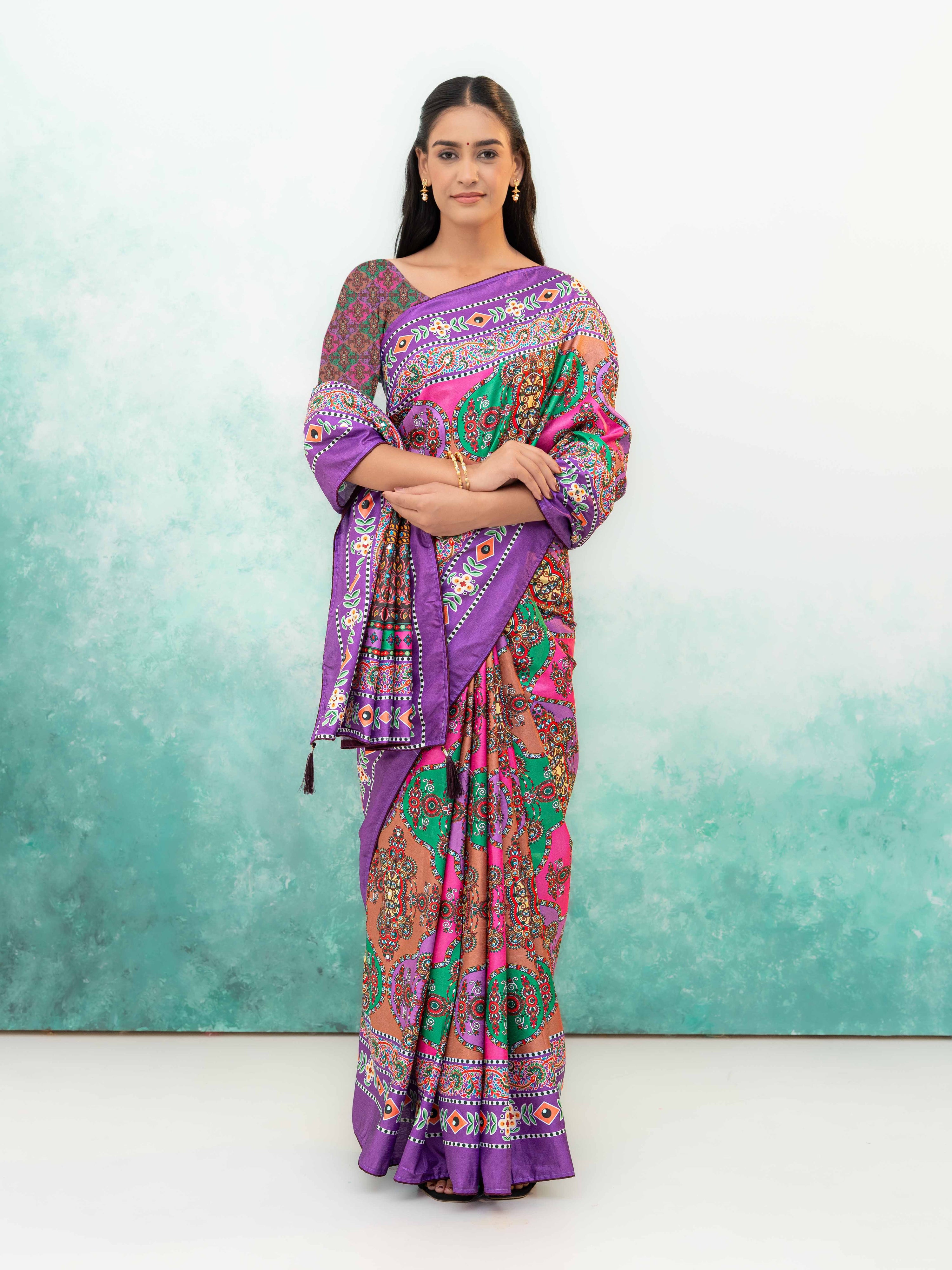 Purple Crepe Silk Saree