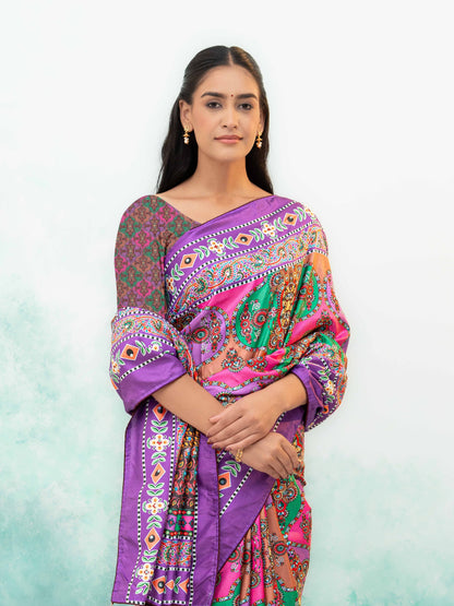 Purple Crepe Silk Saree