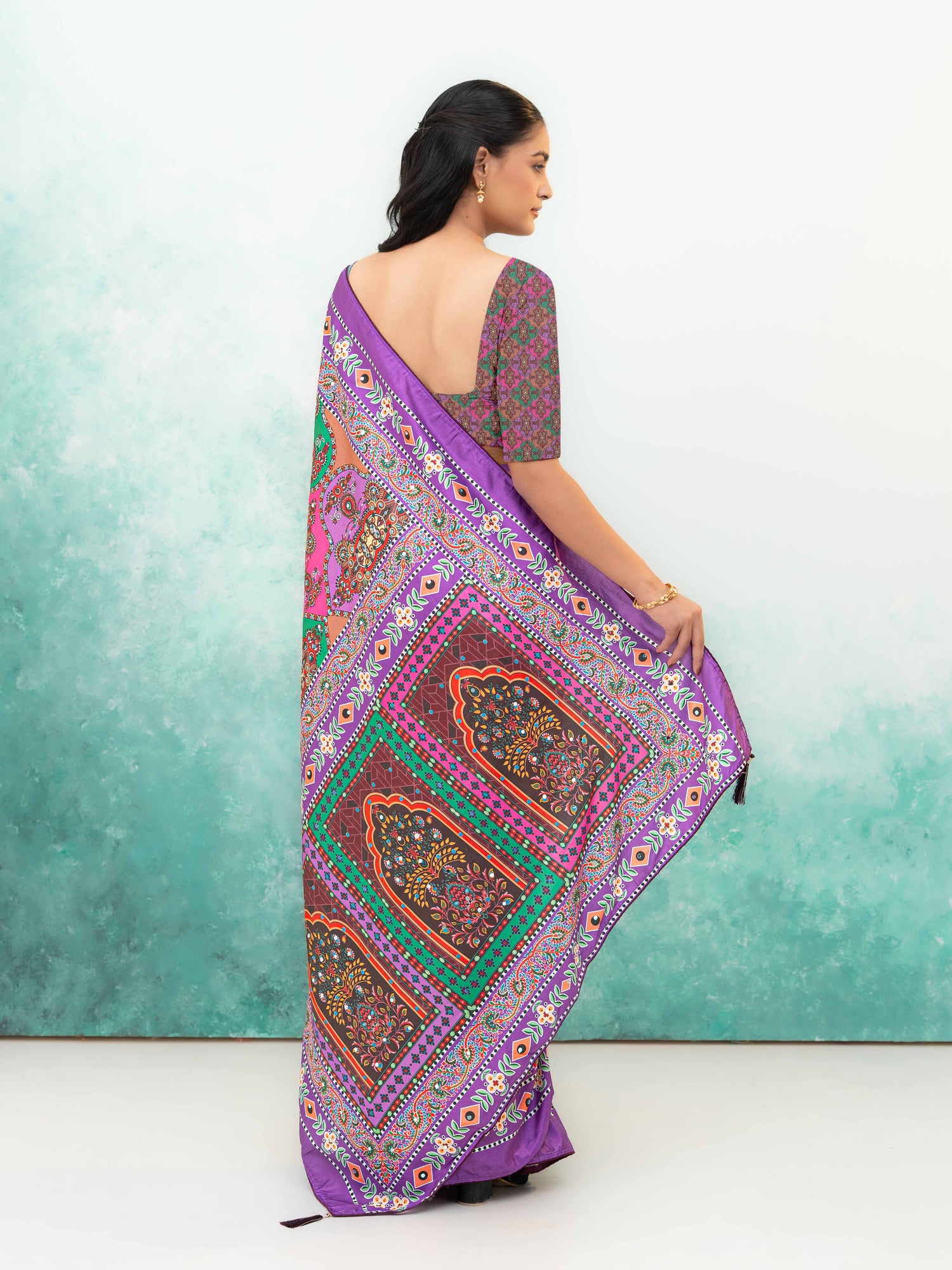 Purple Crepe Silk Saree