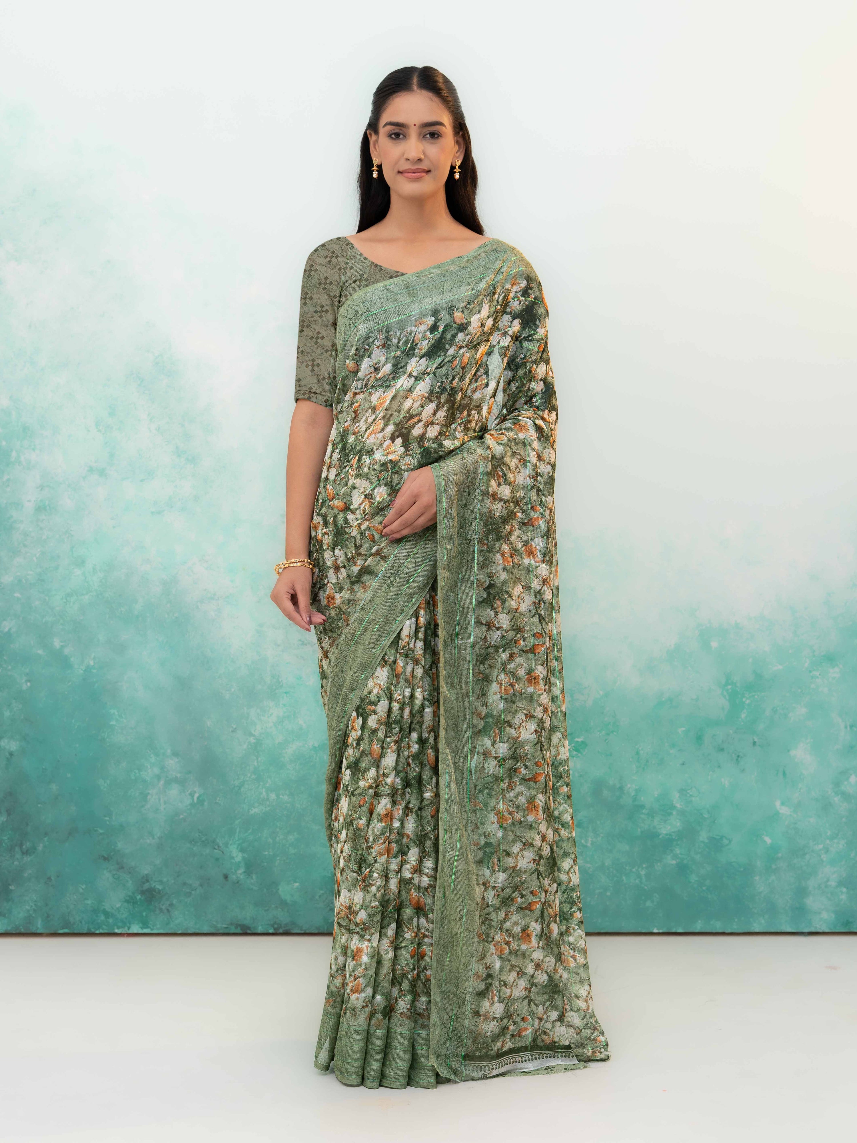 Olive Green Weightless Saree