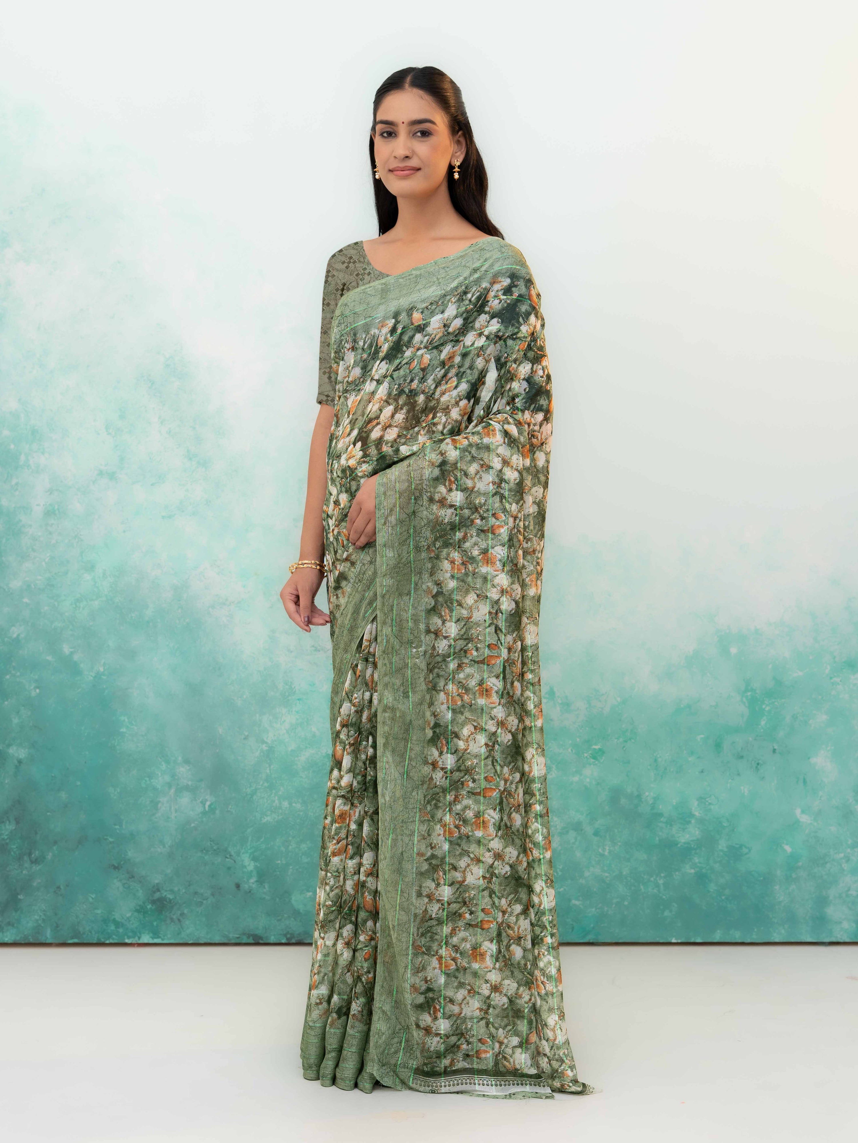 Olive Green Weightless Saree