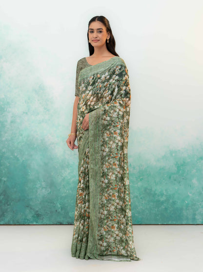 Olive Green Weightless Saree
