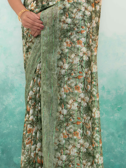 Olive Green Weightless Saree
