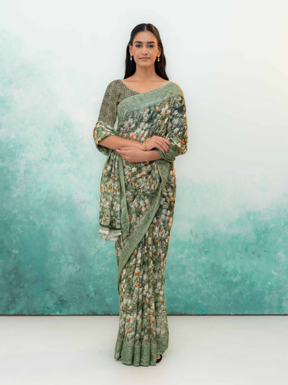 Olive Green Weightless Saree