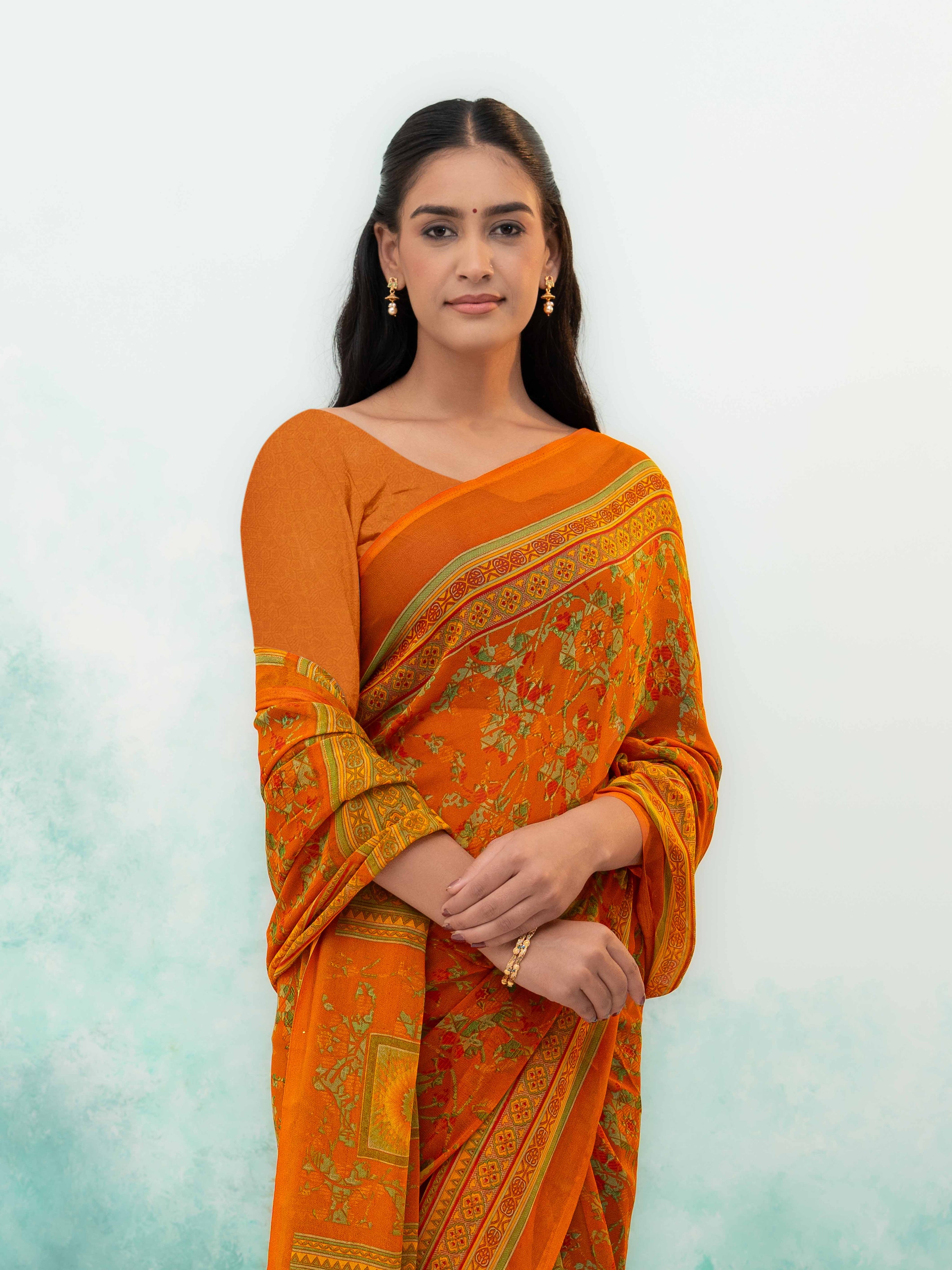 Yellow Chiffon Saree