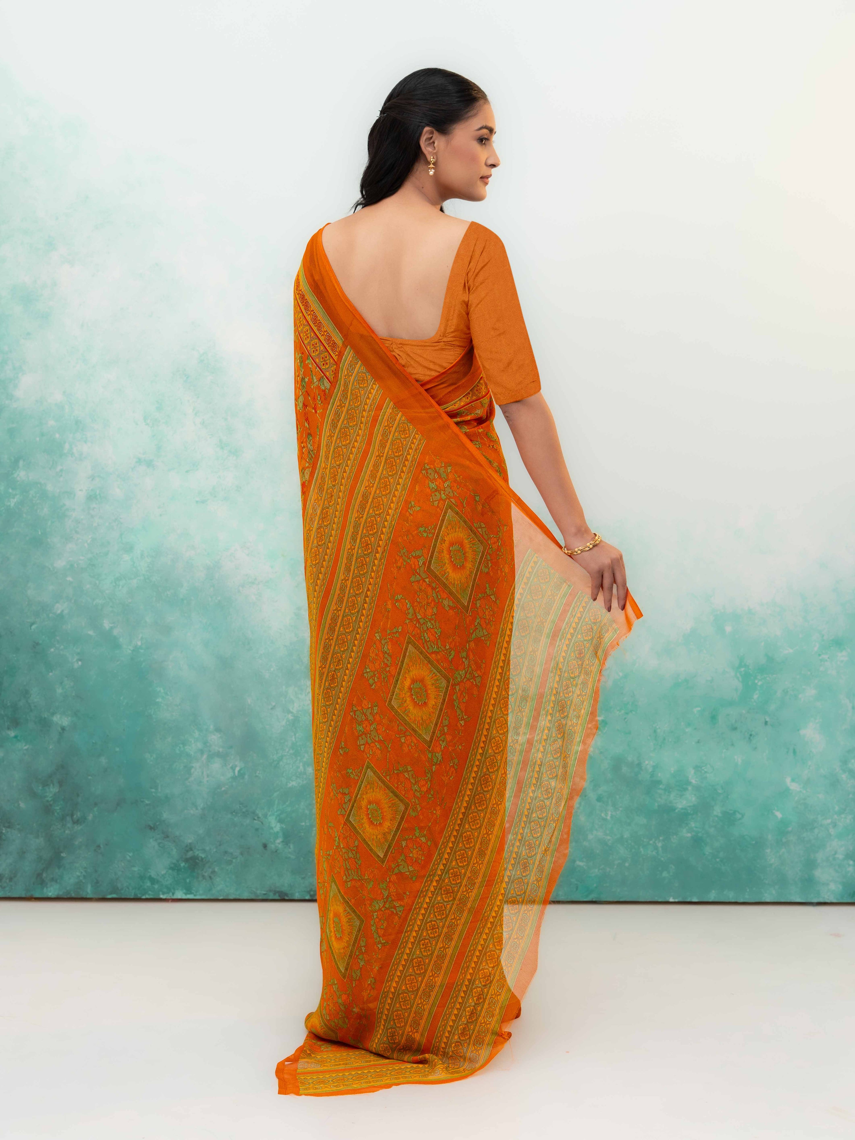 Yellow Chiffon Saree