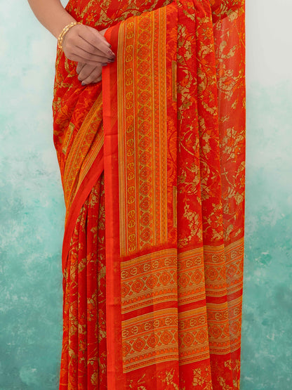 Orange Chiffon Saree