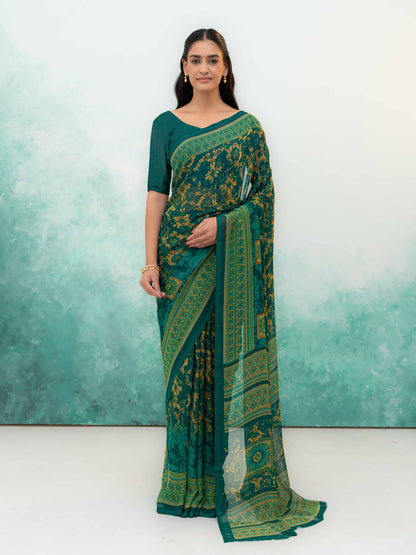 Green Chiffon Saree