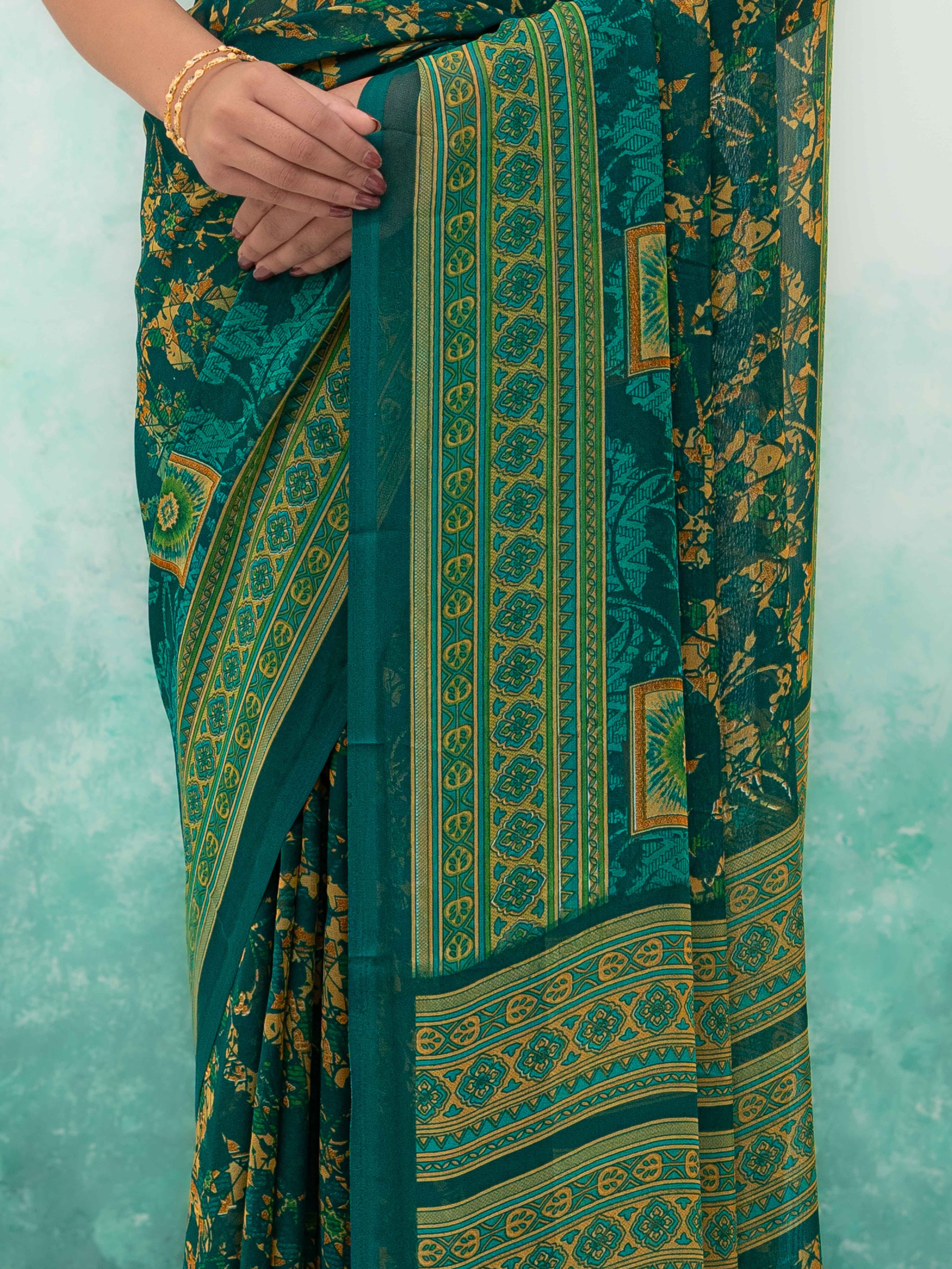 Green Chiffon Saree