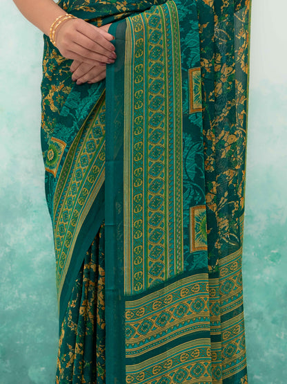 Green Chiffon Saree