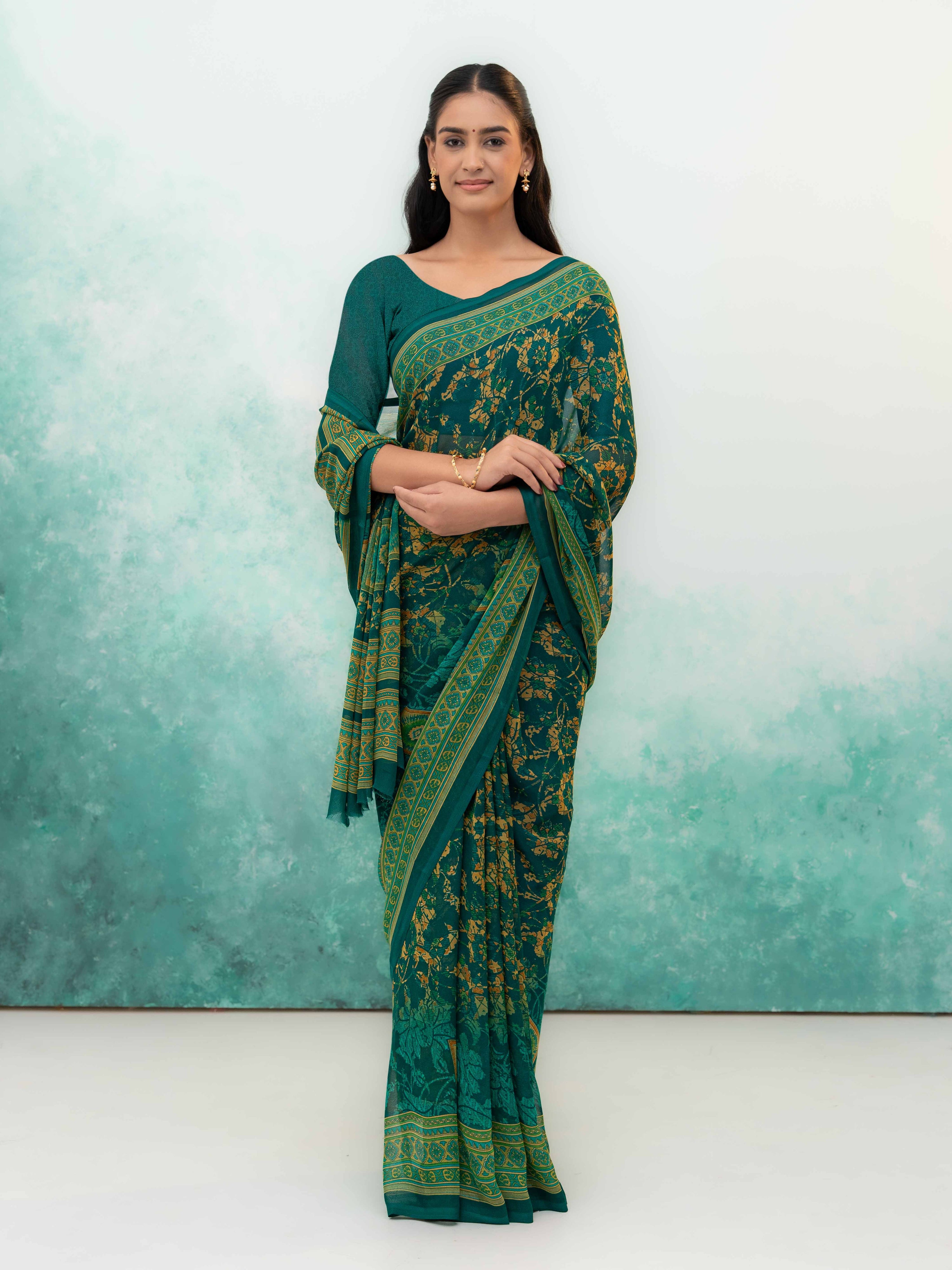 Green Chiffon Saree