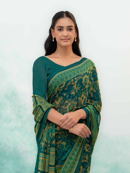 Green Chiffon Saree