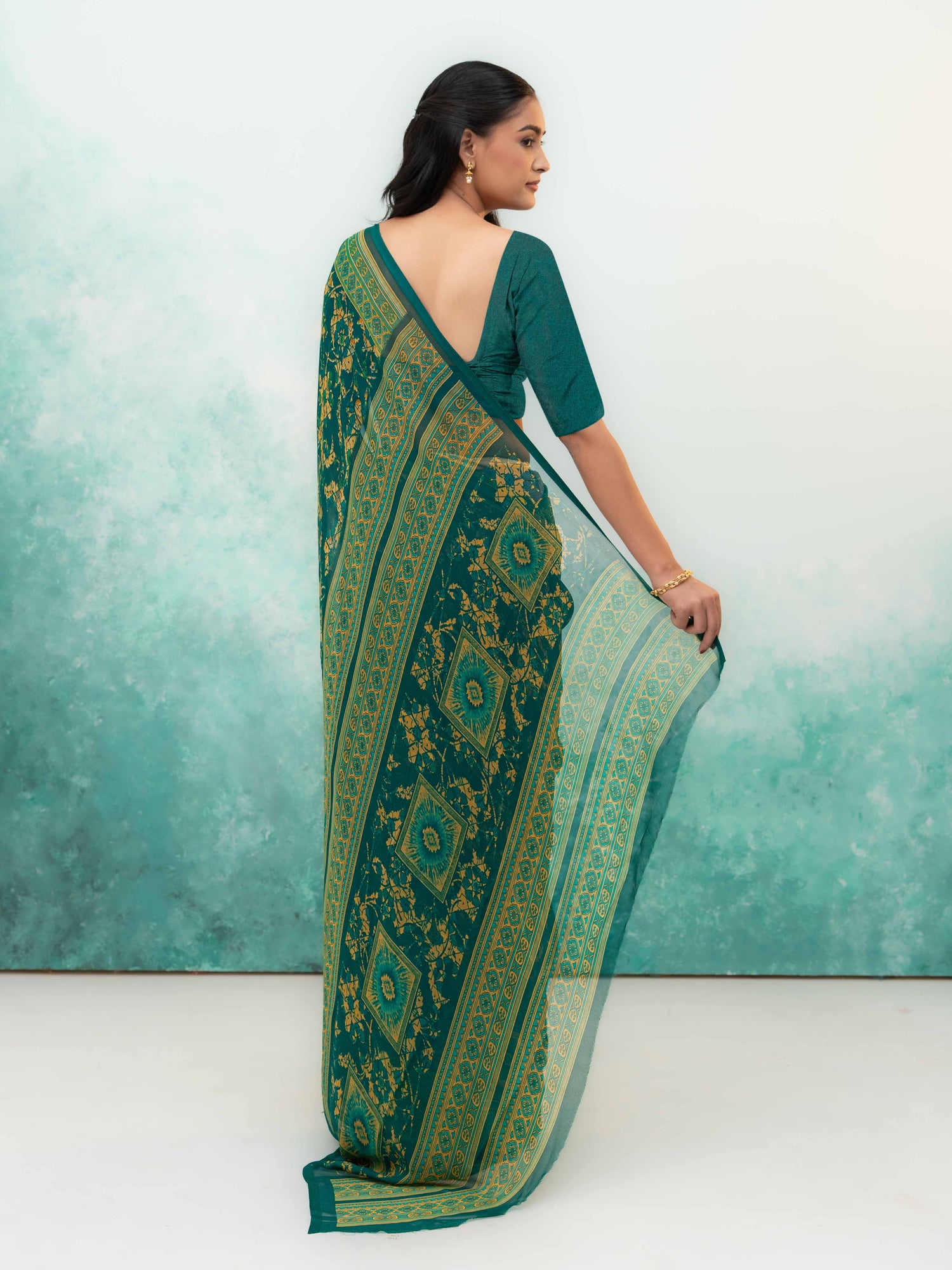 Green Chiffon Saree