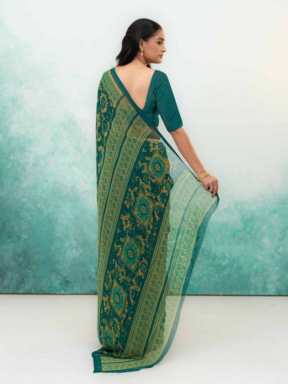 Green Chiffon Saree