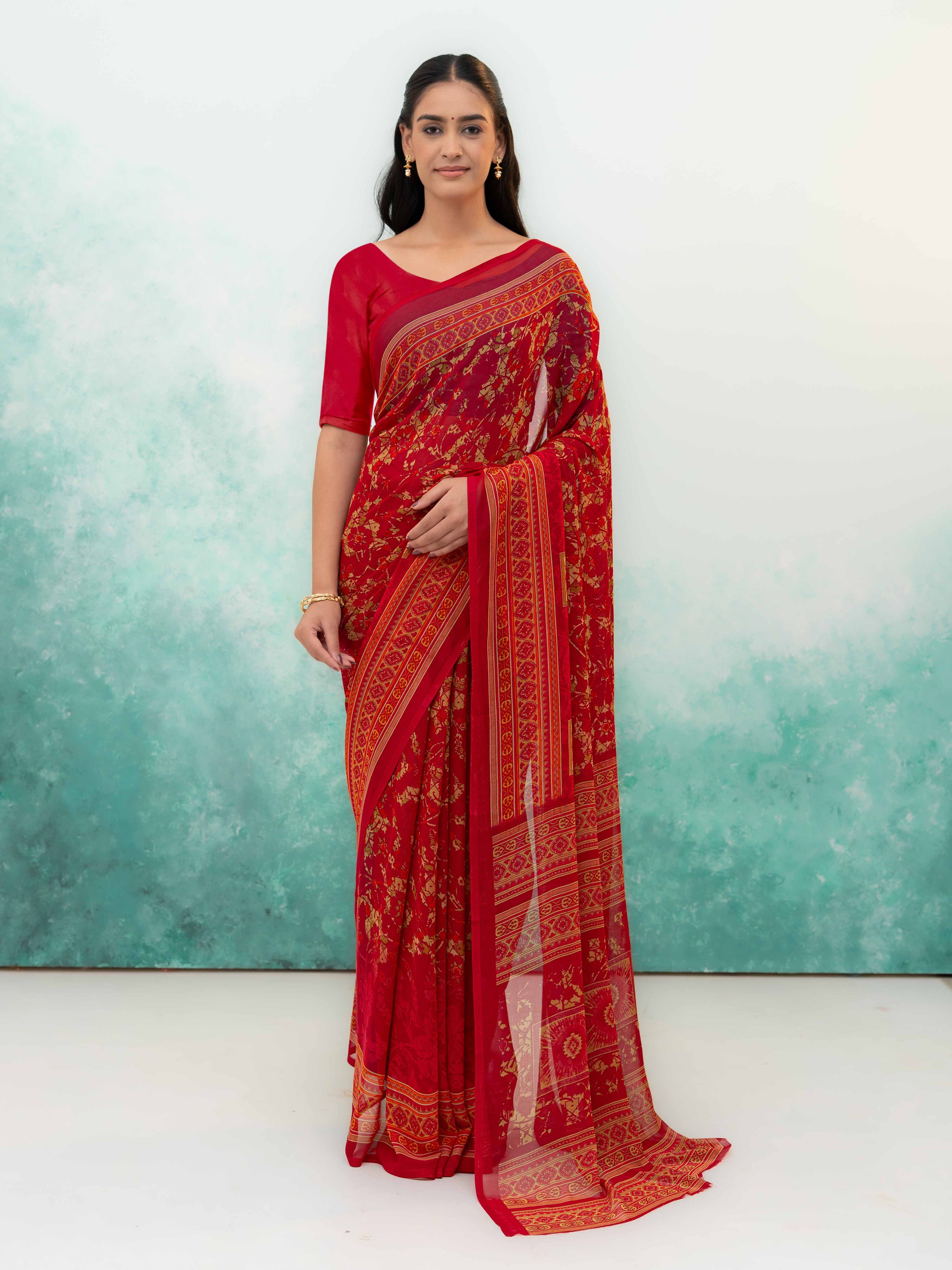Maroon Chiffon Saree