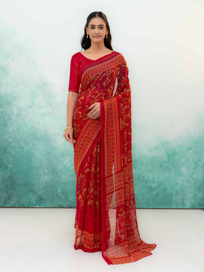 Maroon Chiffon Saree