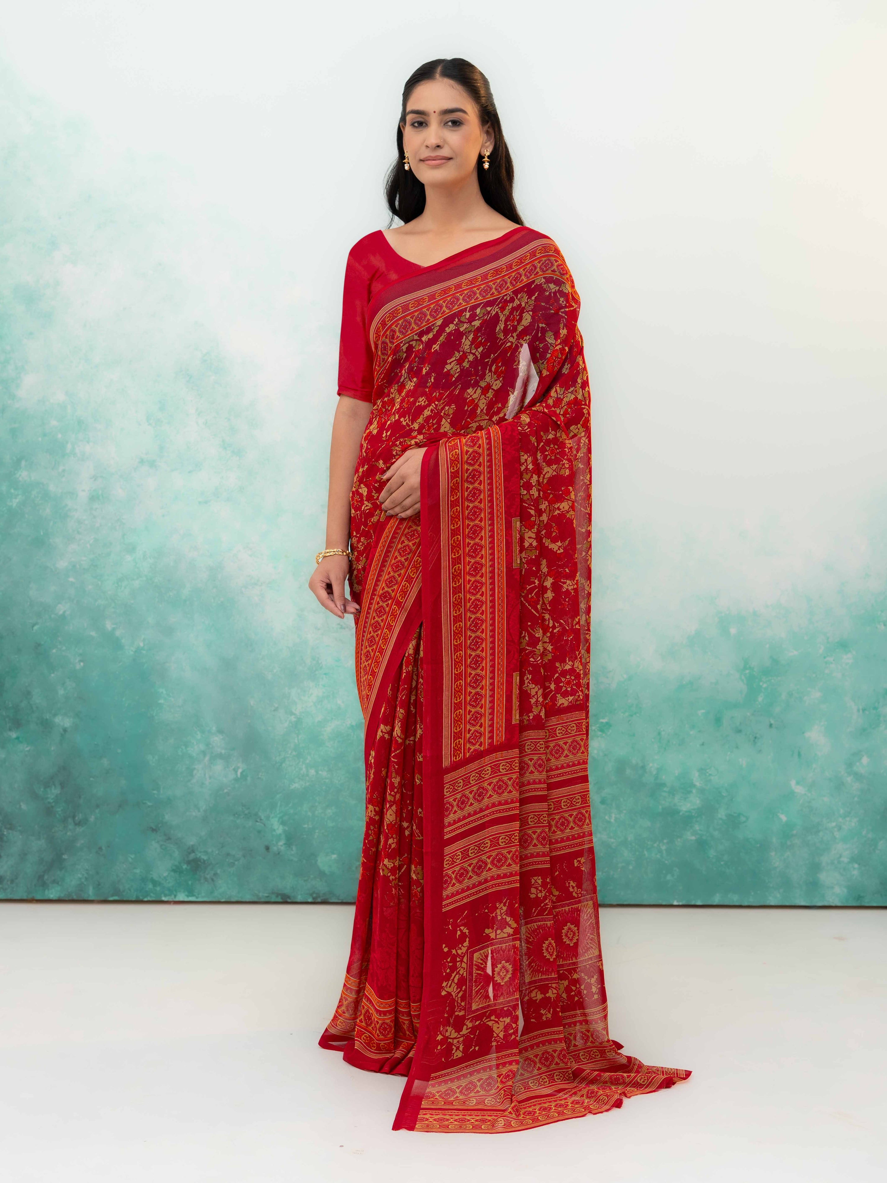 Maroon Chiffon Saree