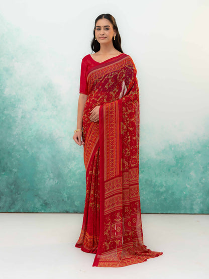 Maroon Chiffon Saree