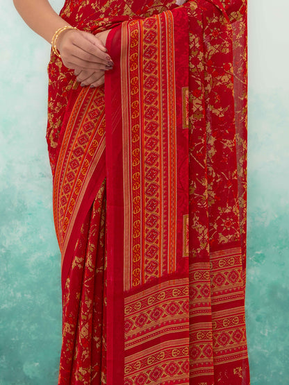 Maroon Chiffon Saree