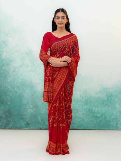 Maroon Chiffon Saree