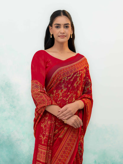 Maroon Chiffon Saree