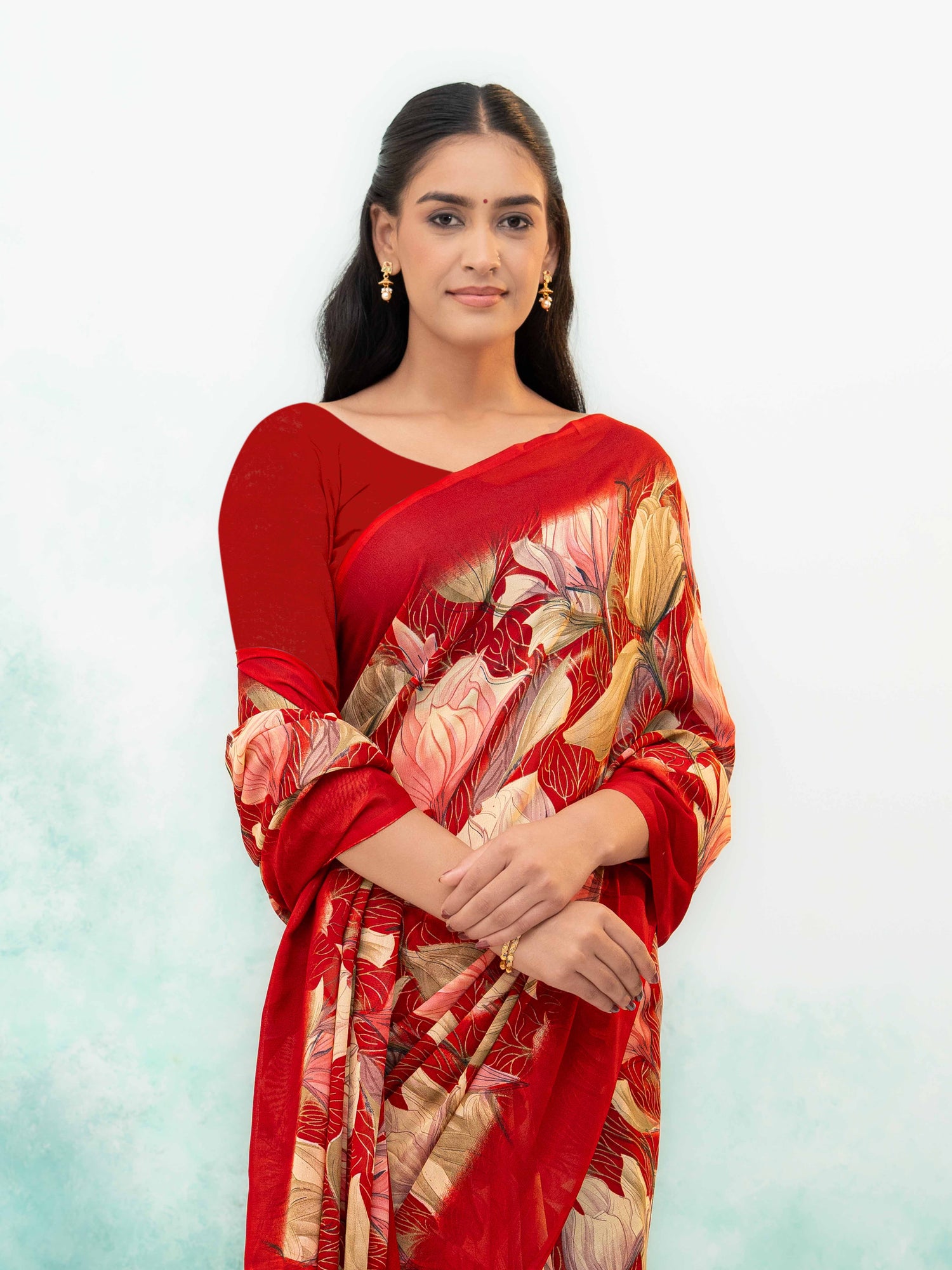 Red Georgette Chiffon Saree