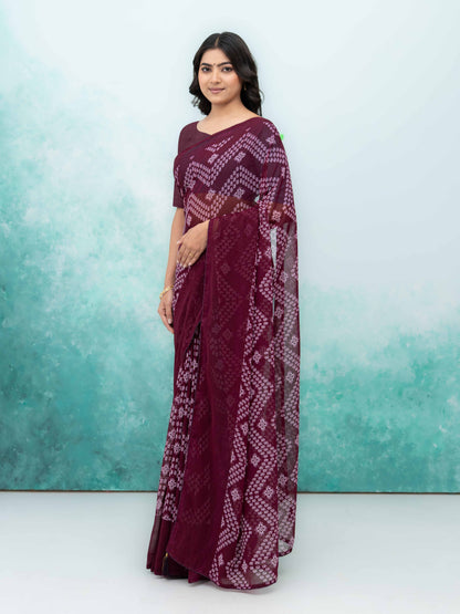 Wine Georgette Saree