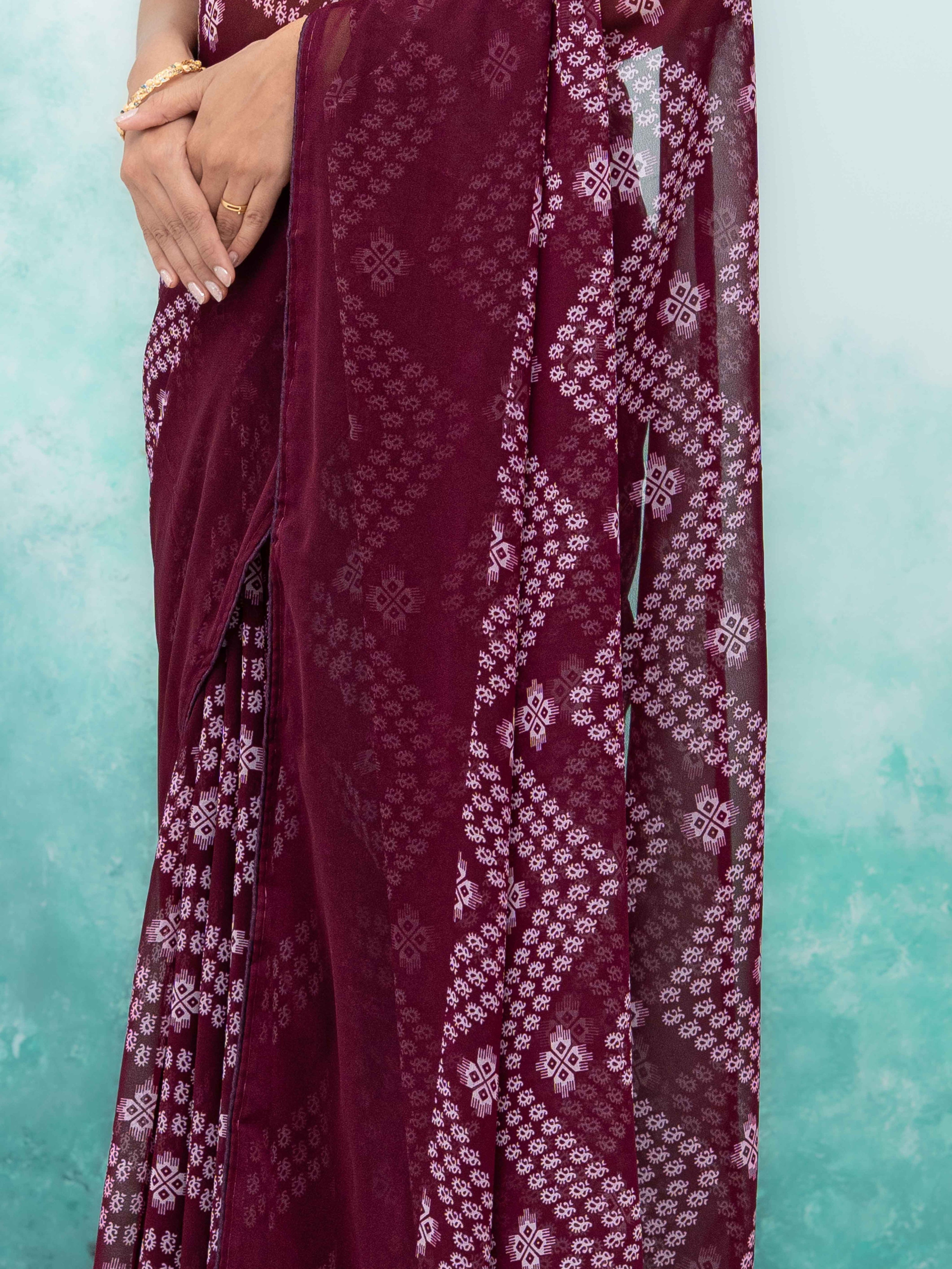 Wine Georgette Saree
