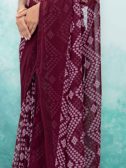 Wine Georgette Saree