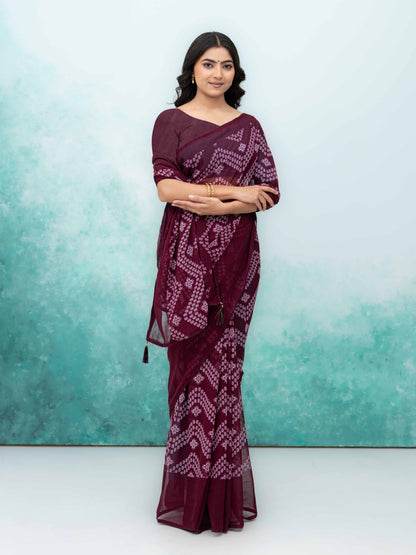 Wine Georgette Saree