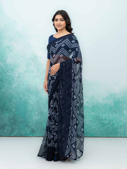 Navy Blue Georgette Saree