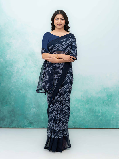 Navy Blue Georgette Saree