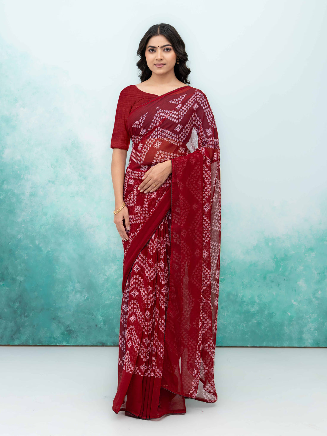 Maroon Georgette Saree
