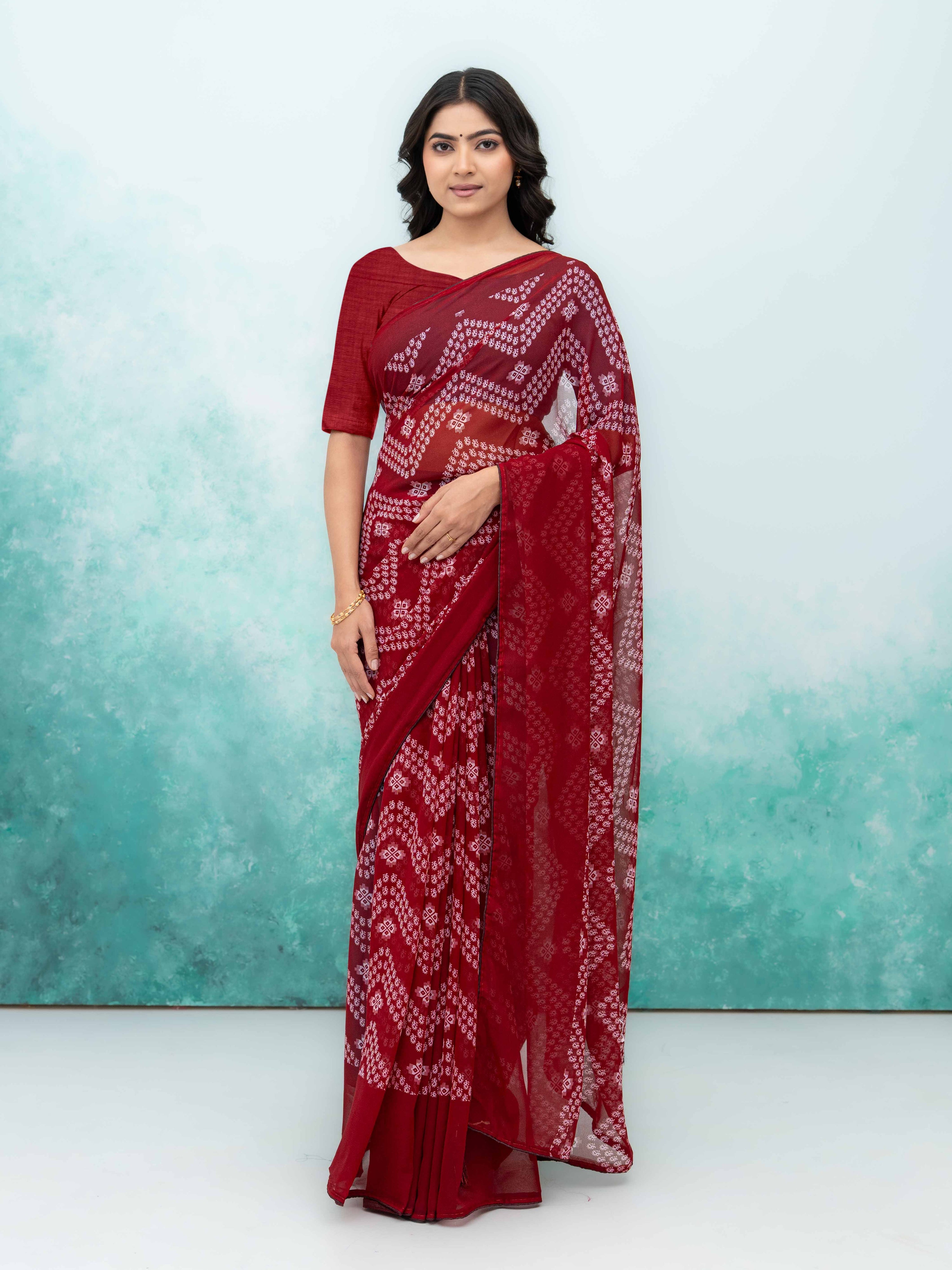 Maroon Georgette Saree