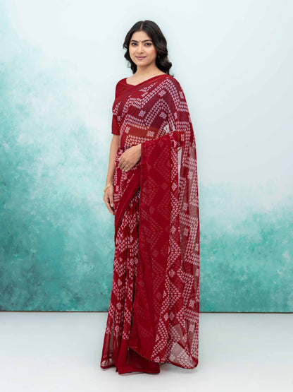 Maroon Georgette Saree