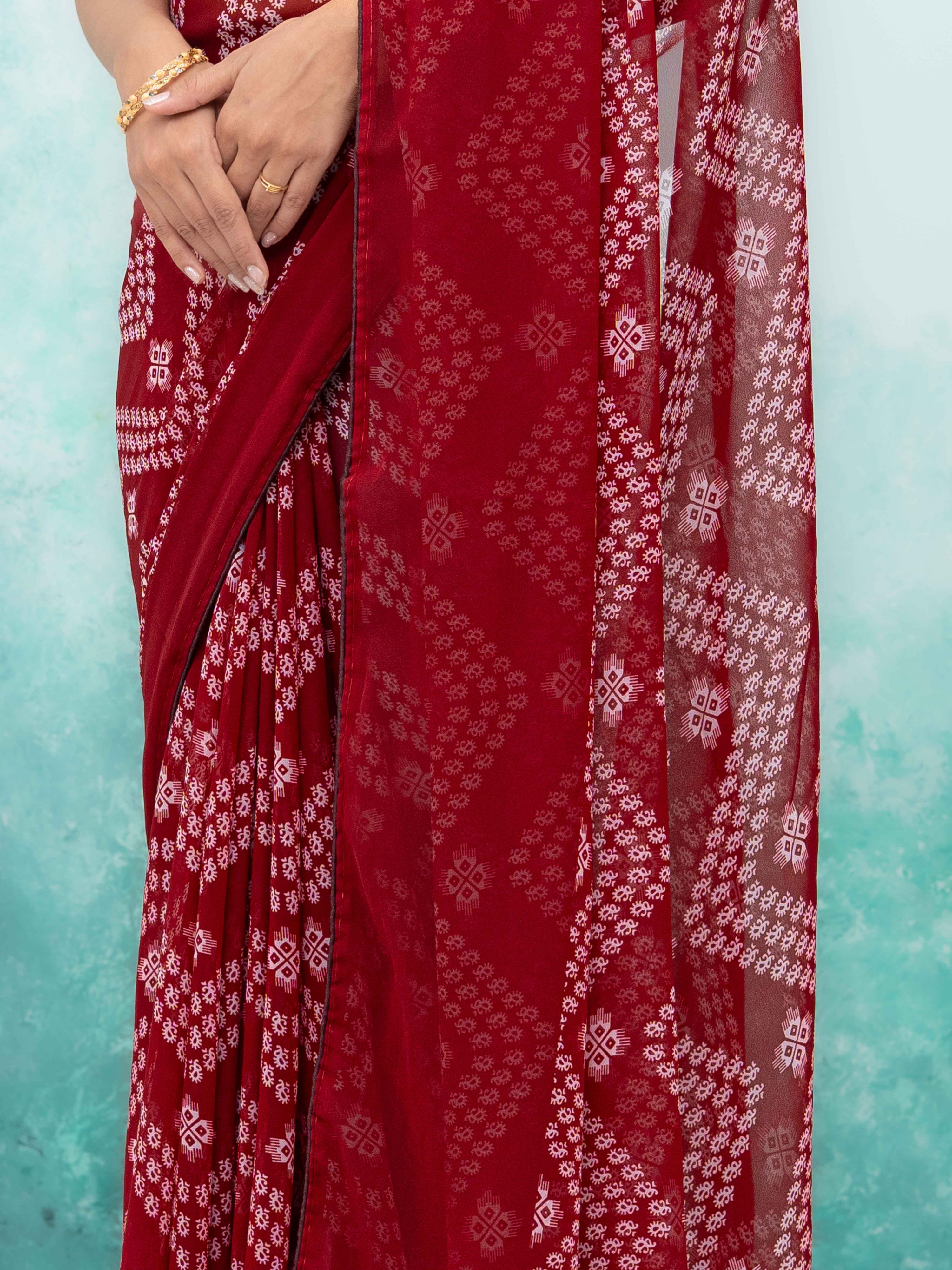 Maroon Georgette Saree