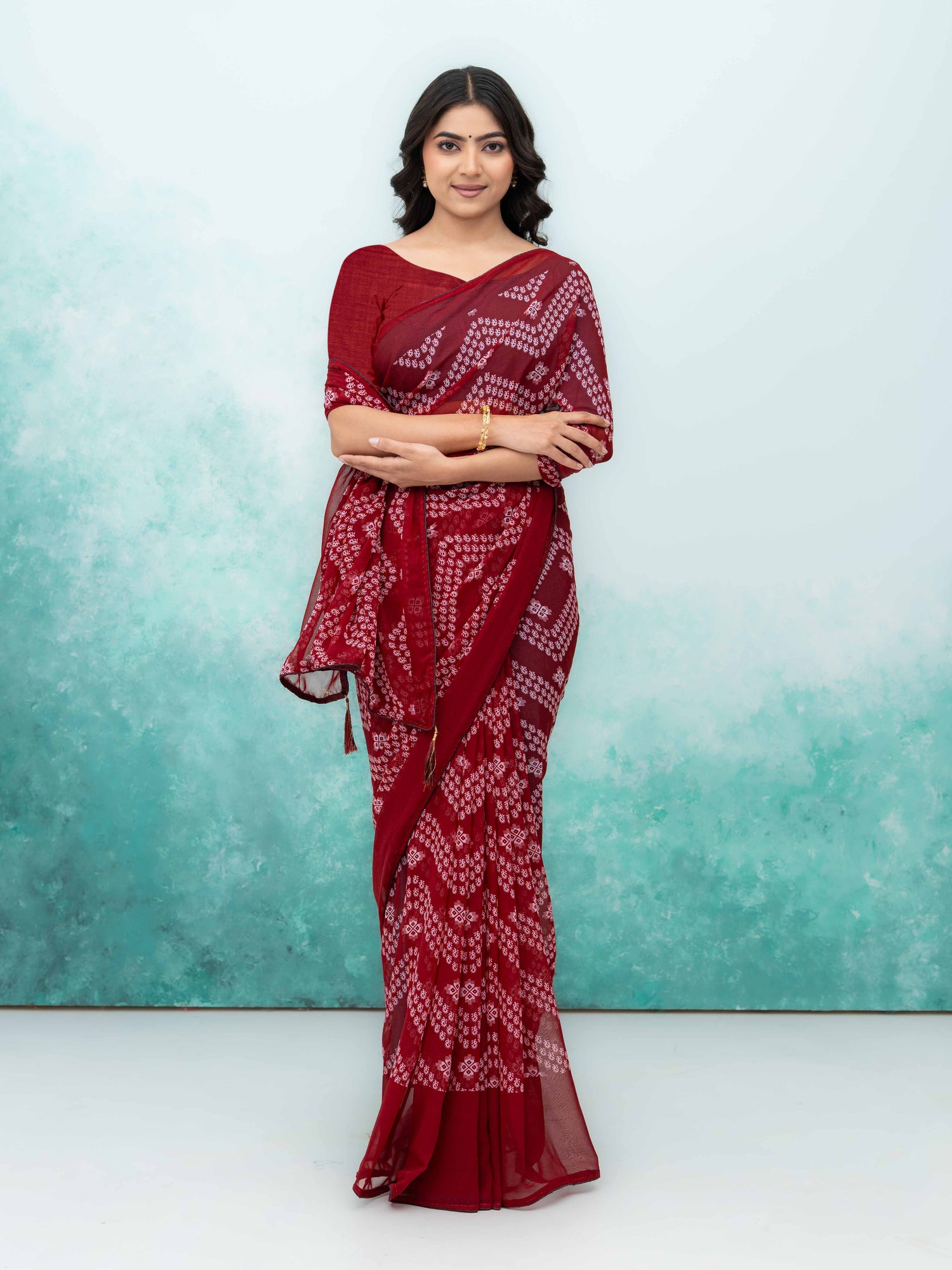 Maroon Georgette Saree