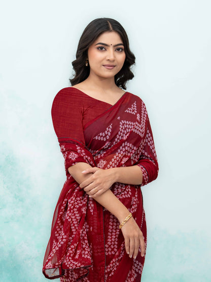 Maroon Georgette Saree