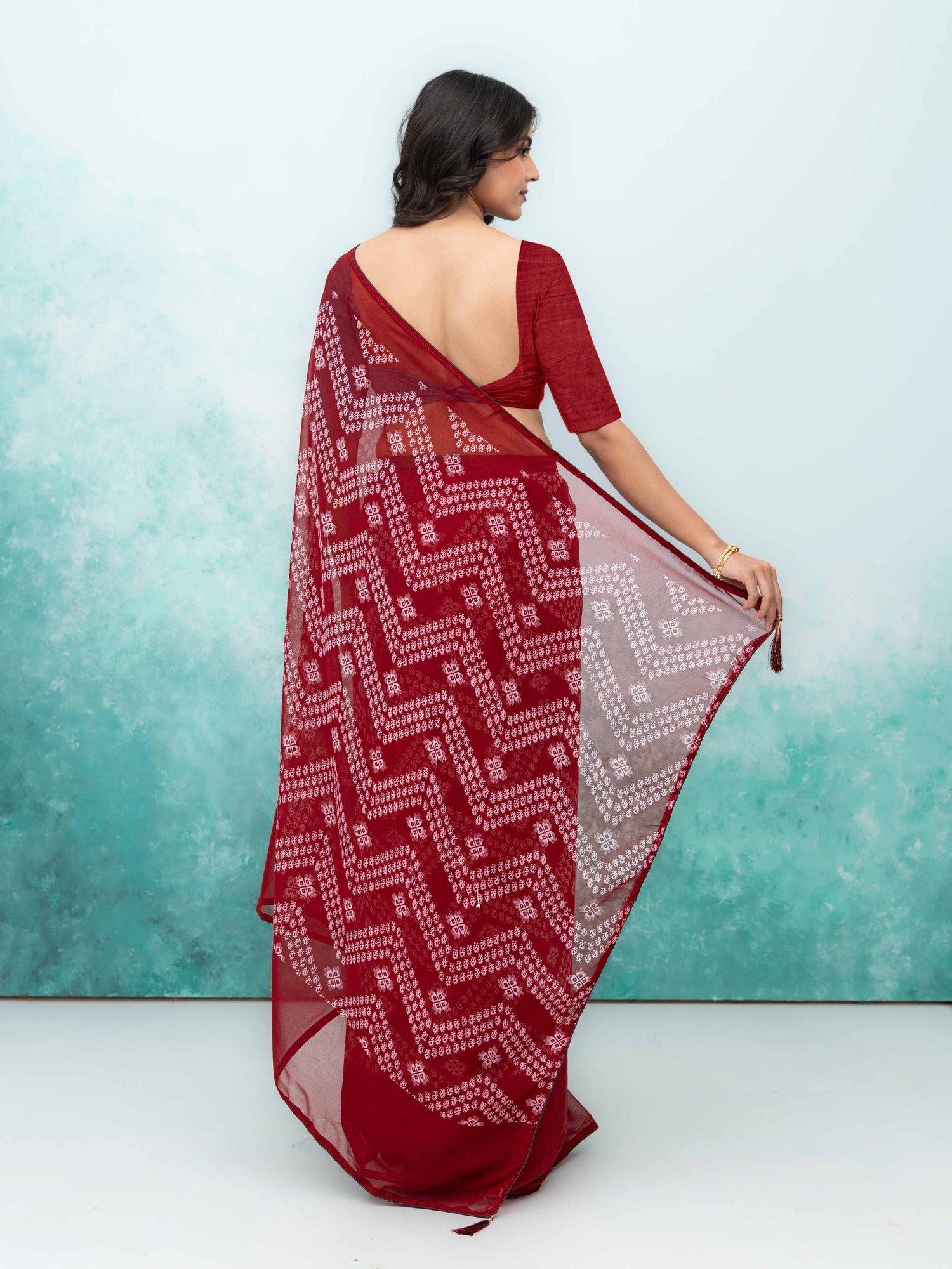 Maroon Georgette Saree