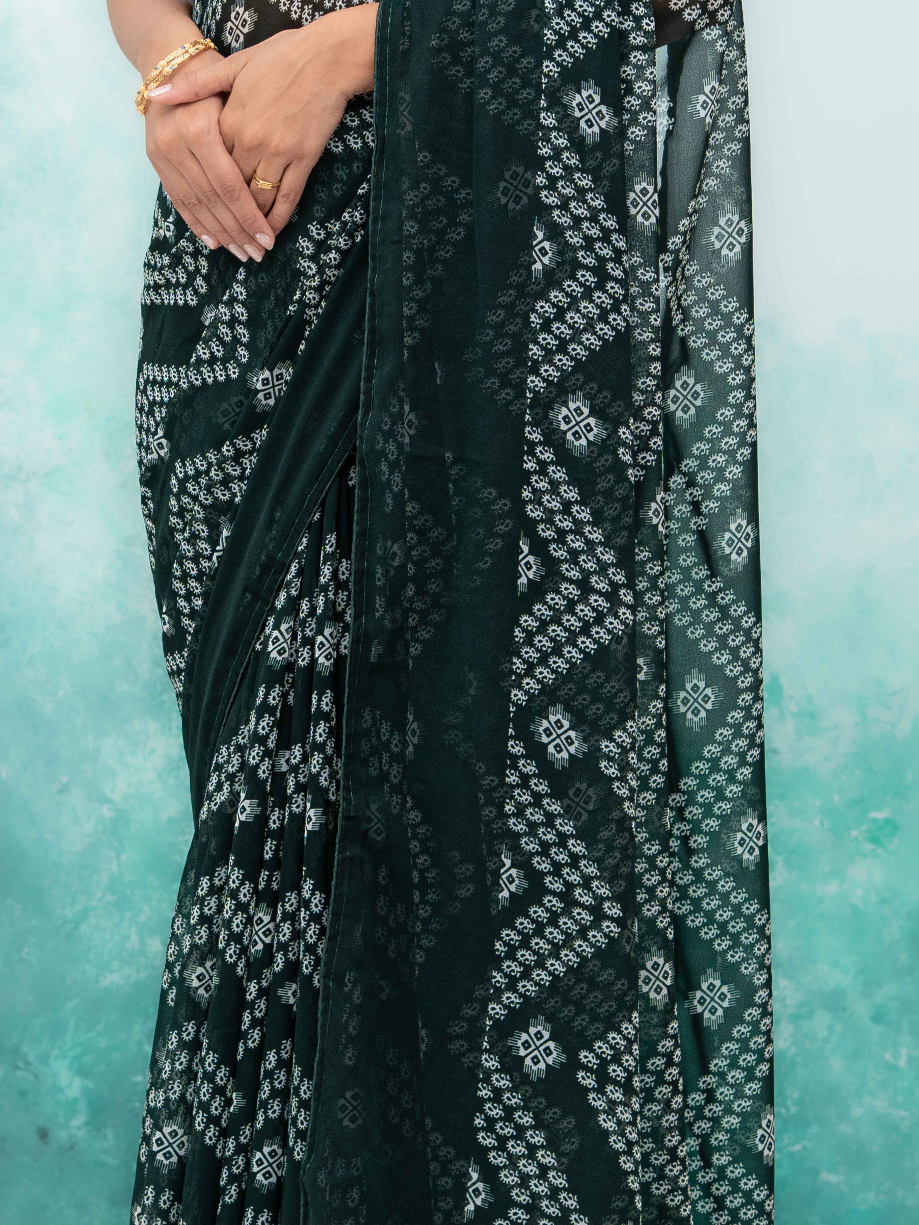 Dark Green Georgette Saree