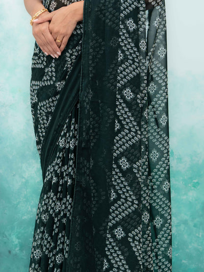 Dark Green Georgette Saree