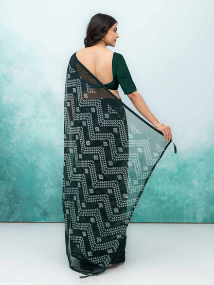 Dark Green Georgette Saree