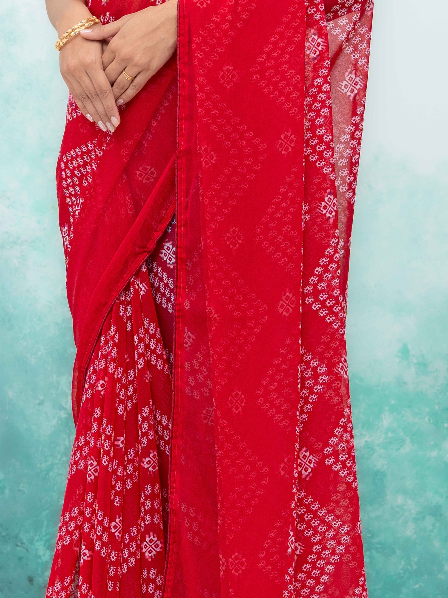 Pink Georgette Saree