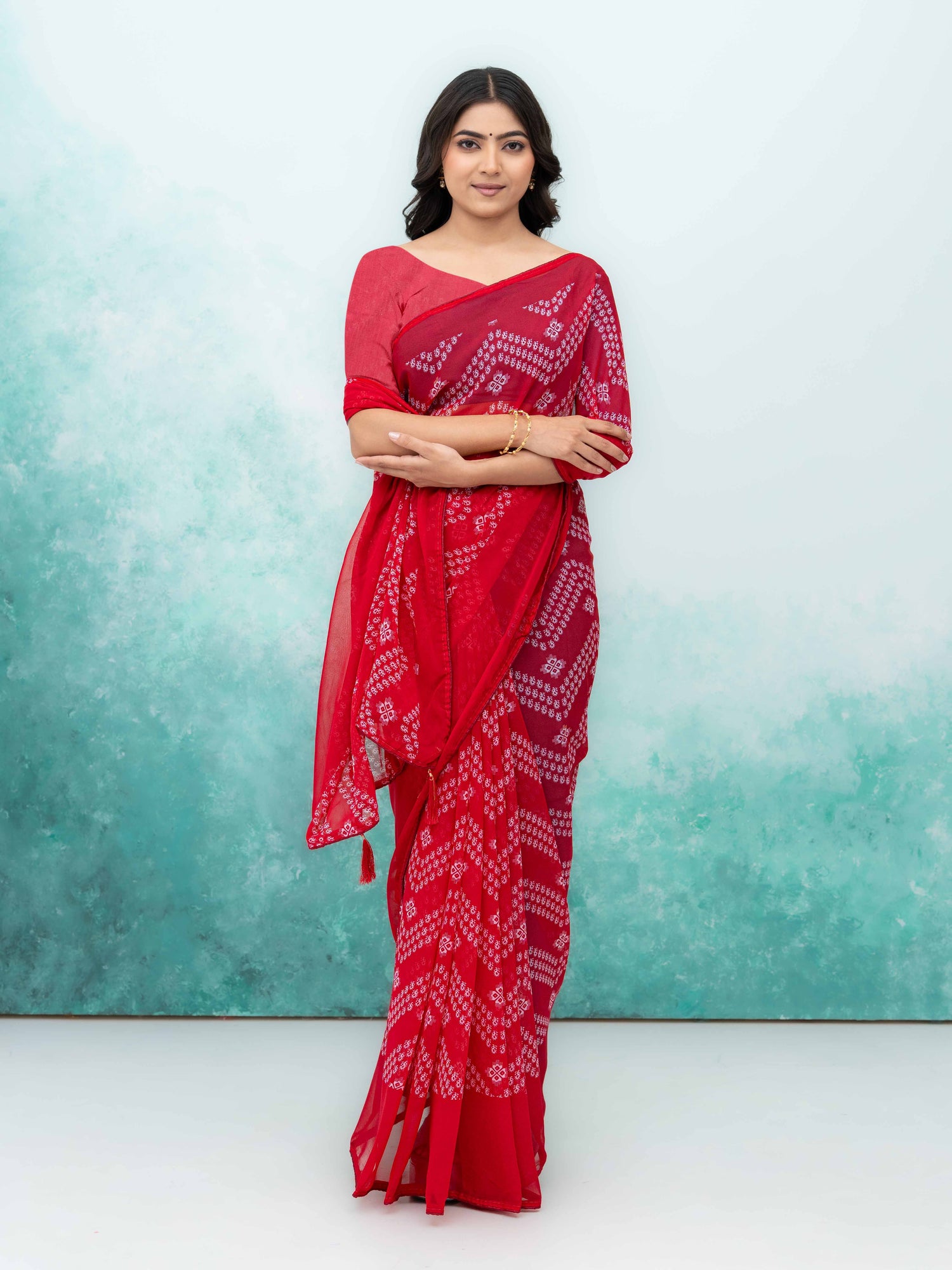 Pink Georgette Saree