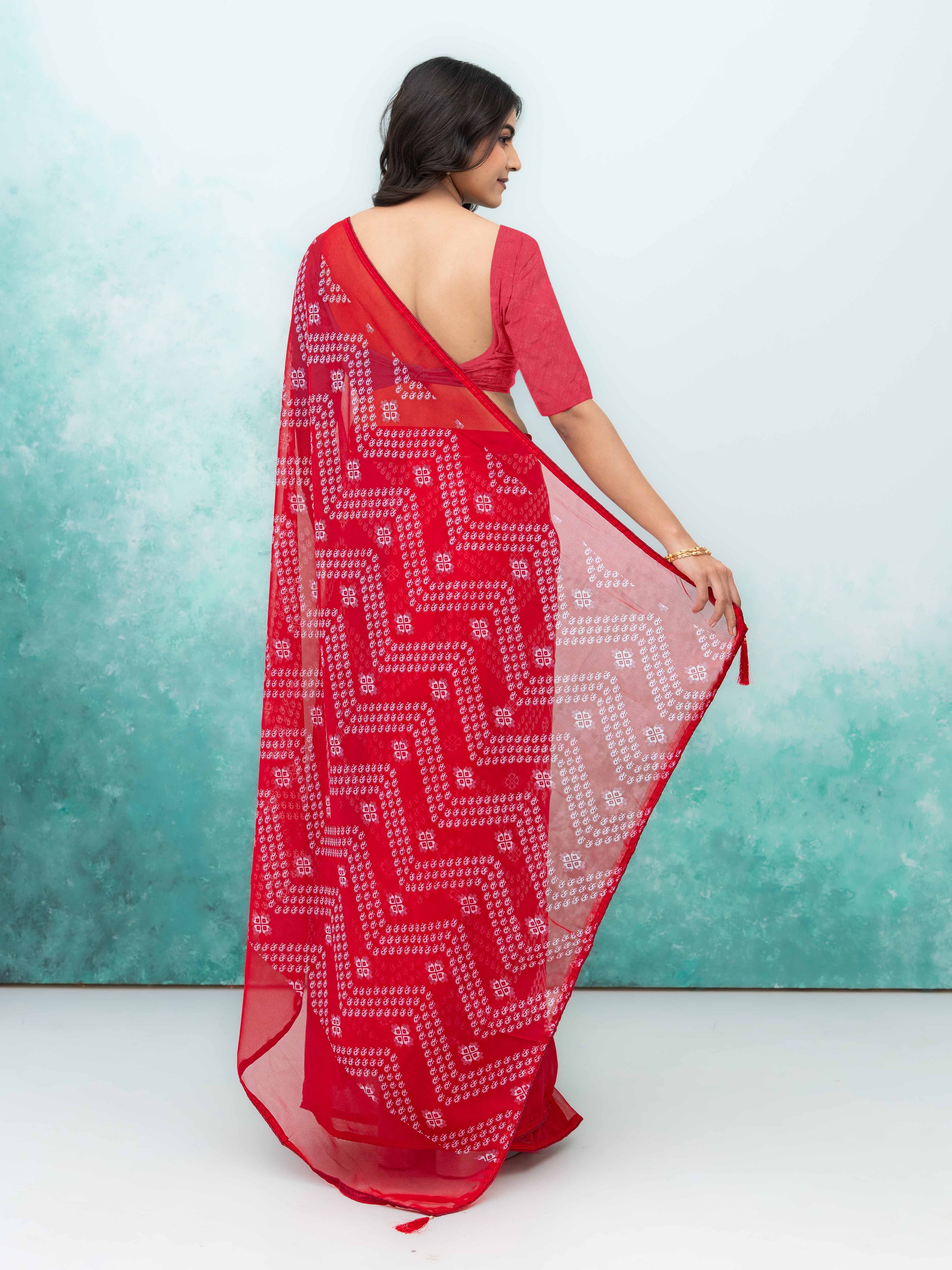 Pink Georgette Saree