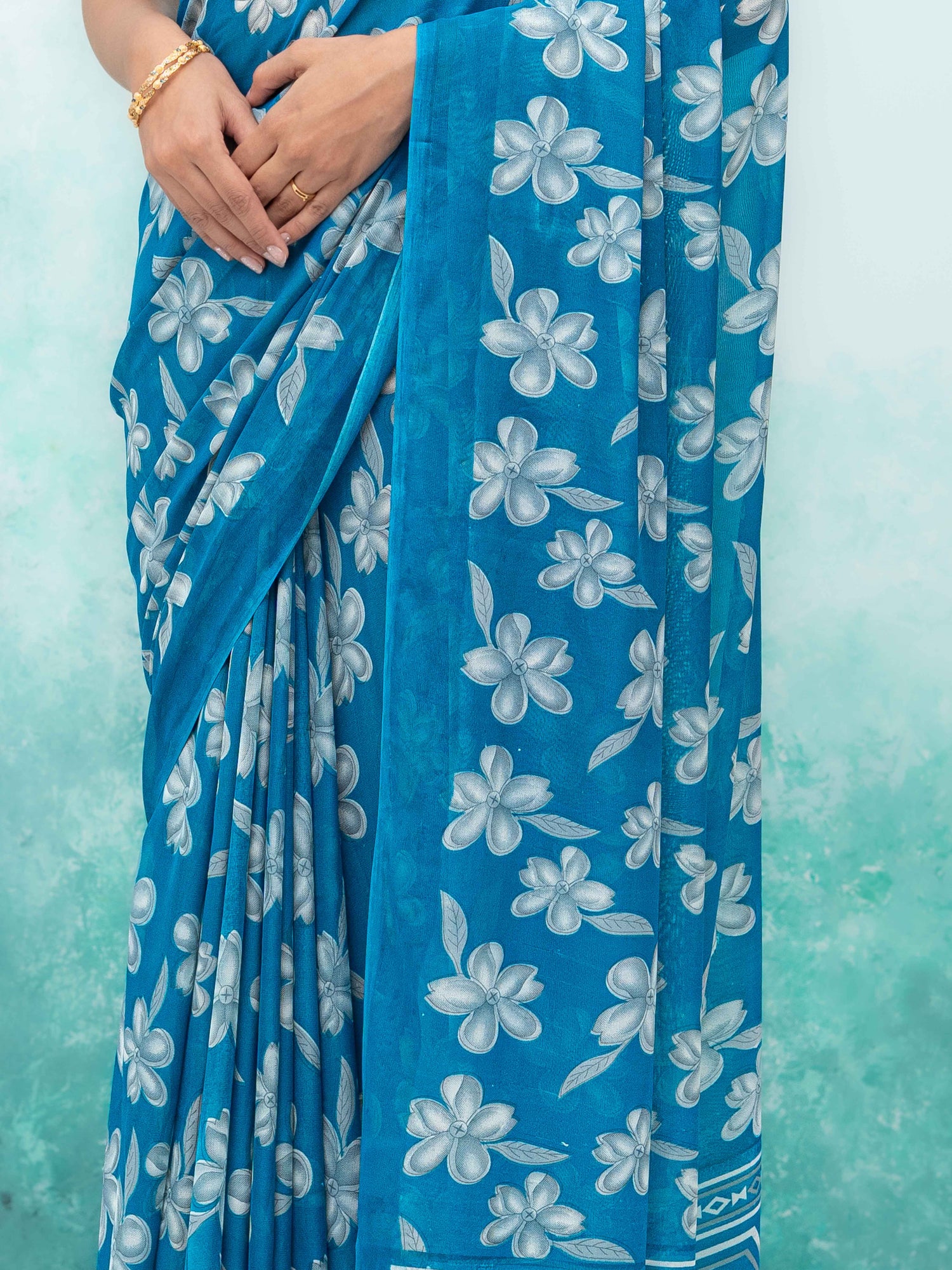 Blue Georgette Saree