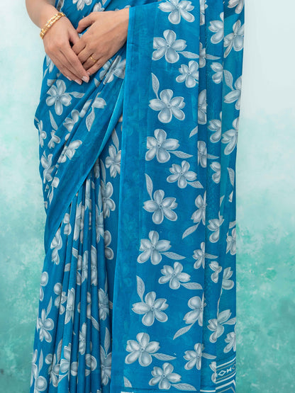 Blue Georgette Saree