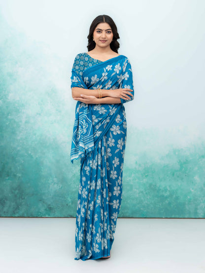Blue Georgette Saree