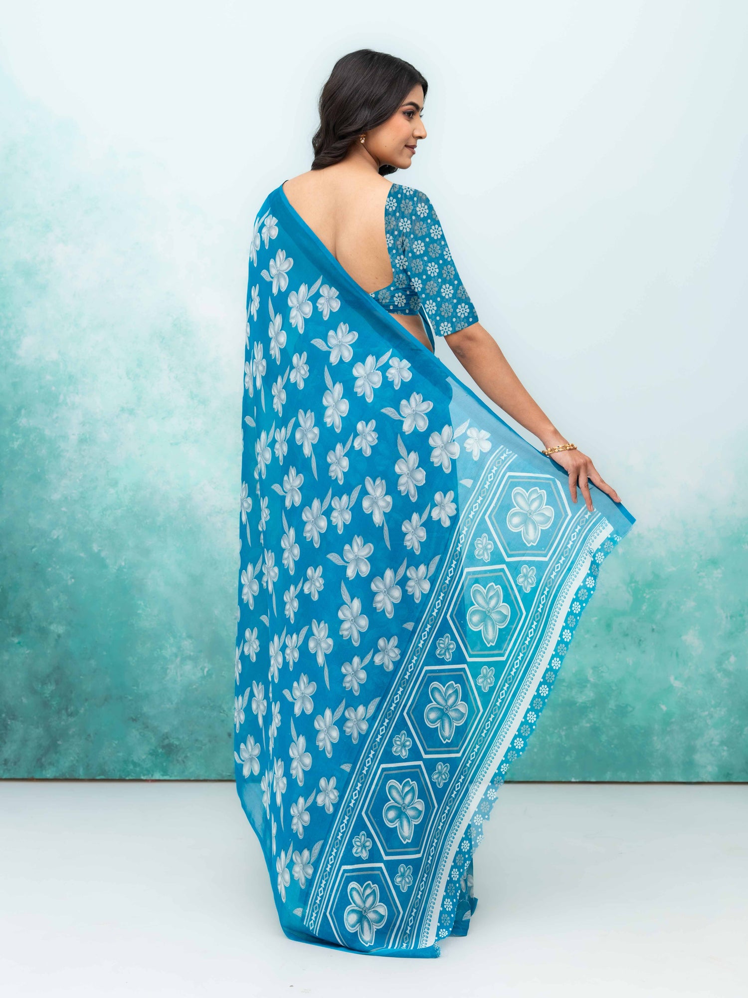 Blue Georgette Saree